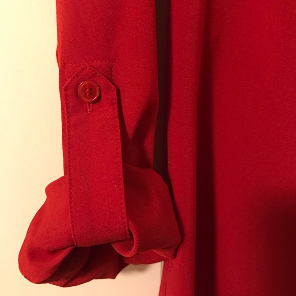 Talbots red long sleeve button-down or tunic - Picture 4 of 7